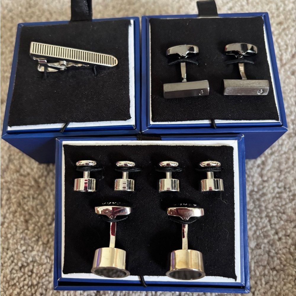 Egara Silver and Black Cuff Links Elegant Accessories